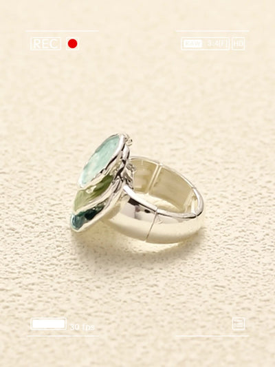 Boho Enamel Ring Three‑Layer Elastic Zinc Alloy with KC Gold