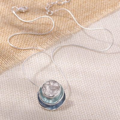 Elegant Blue Enamel Pendant Necklace 18K Gold Plated Zinc Alloy Rope Chain