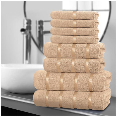 8‑Piece Egyptian Cotton Towel Set | Boston Design | Quick Dry