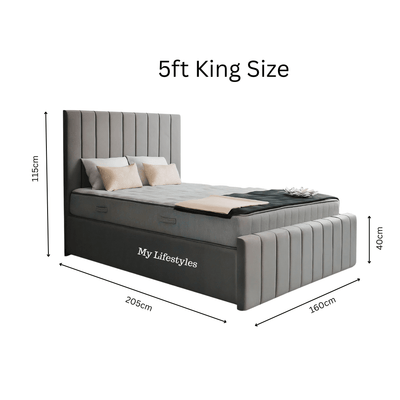 5ft King Size ottoman bed with dimensions 