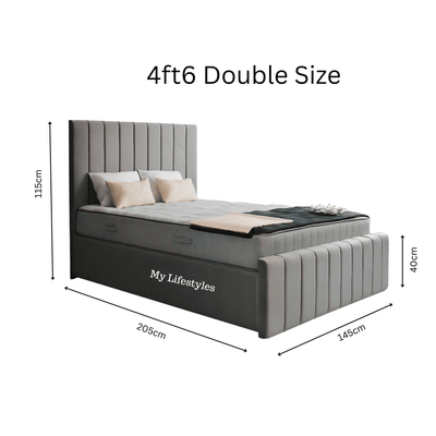 4ft6 double Size ottoman bed with dimensions 